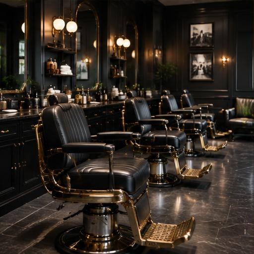 Illustrative row of barber chairs